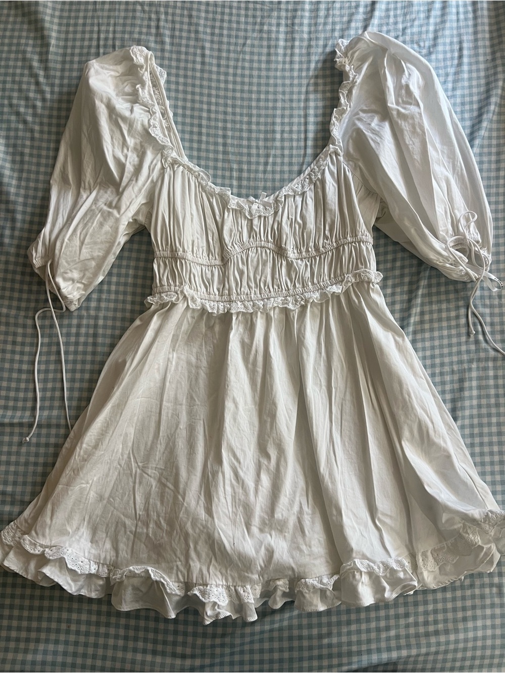 For Love And Lemons White Ruffle-Trim Mini Dress
